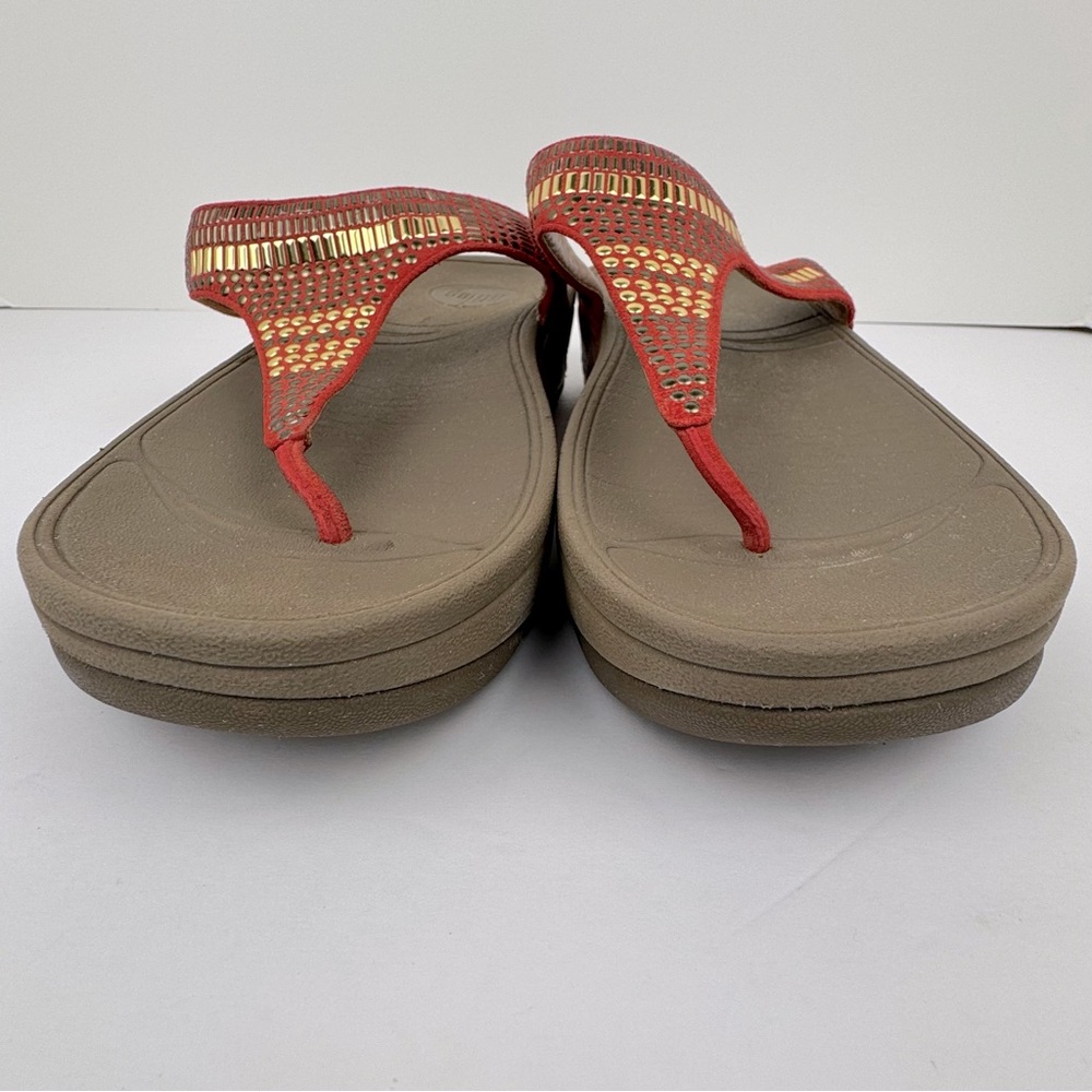 Fitflop Aztek Chada Women's Sandal Thong Slip-Ons. Size 9. Orange leather. - Picture 6 of 12